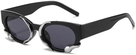 

Ретро уникальные солнцезащитные очки «кошачий глаз» для женщин, модные очки желейного цвета, мужские панк-солнцезащитные очки с защитой от УФ-излучения UV400 MTZJH, Black Grey