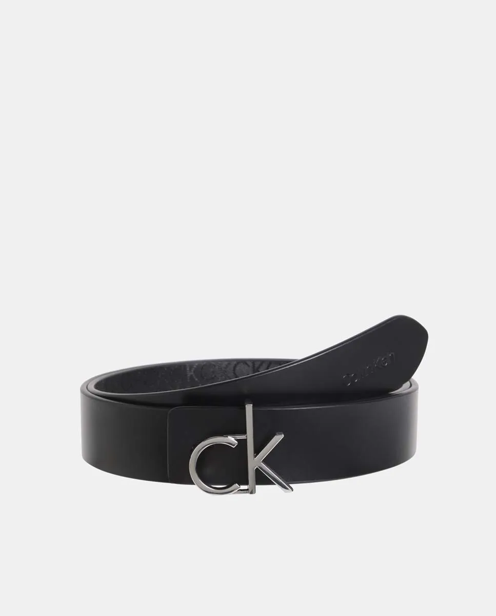 

Двусторонний кожаный ремень с монограммой 30 мм Calvin Klein, черный