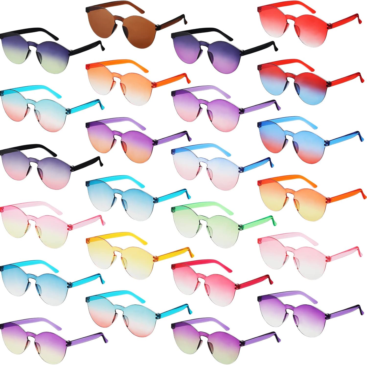 

Hoteam 24 пары цветных солнцезащитных очков оптом, без оправы, забавные солнцезащитные очки для вечеринок, прозрачные круглые очки с конфетными оттенками, ретро-очки для женщин, взрослых, для девичника, косплея, Multi Colors