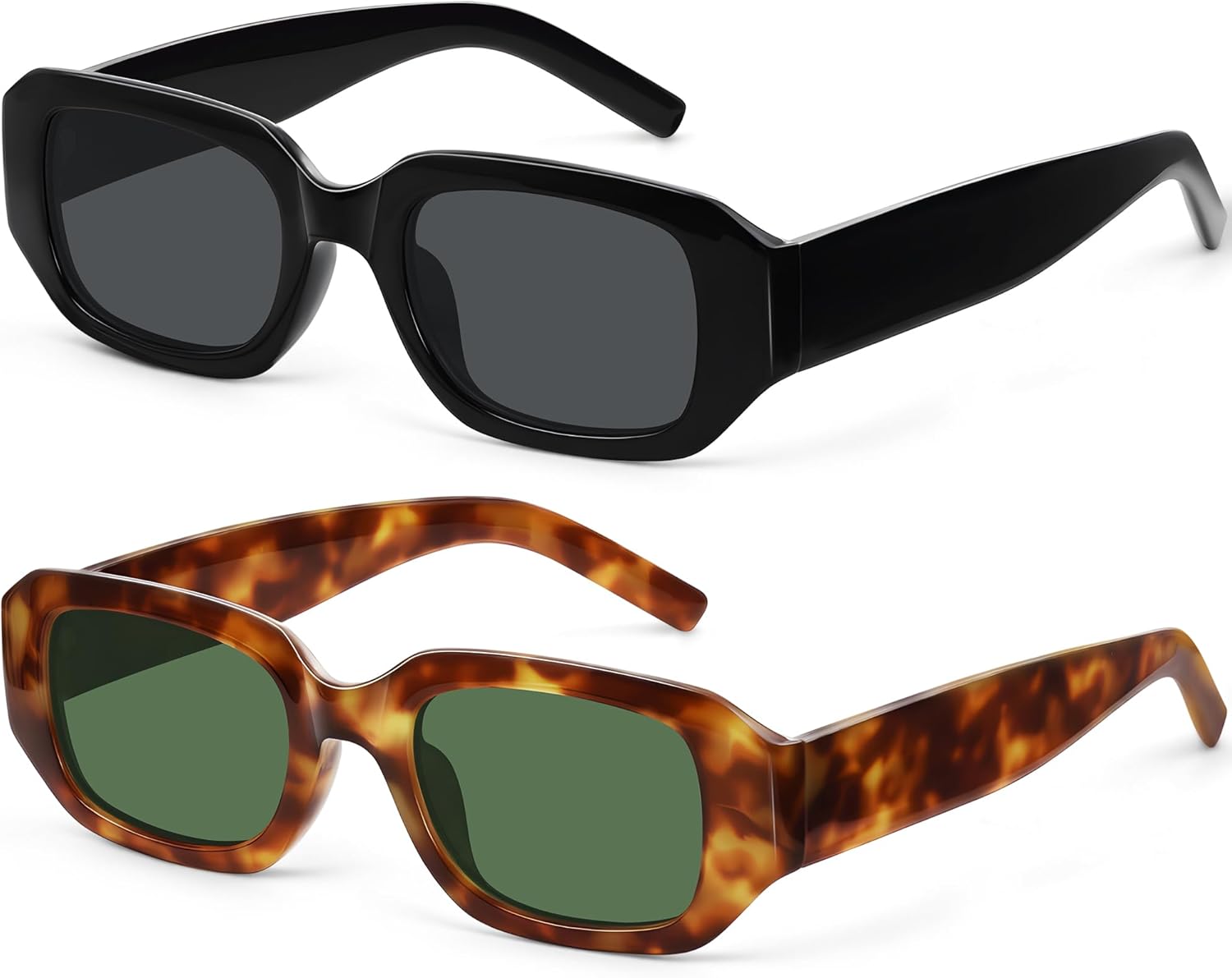 

Модные прямоугольные солнцезащитные очки для женщин в стиле Y2K, винтажные, стильные, с защитой от УФ-излучения, ретро-модные, в массивной квадратной оправе YWWPMDOF, Black/Grey + Tortoise/Green