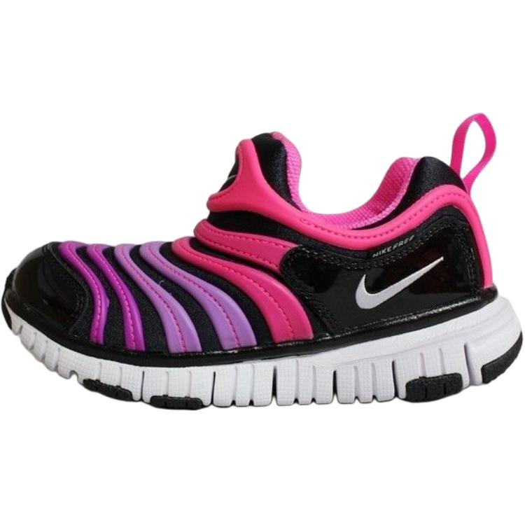 Nike Детские низкие повседневные кроссовки Dynamo Free, дышащие, черные с фиолетовыми вставками