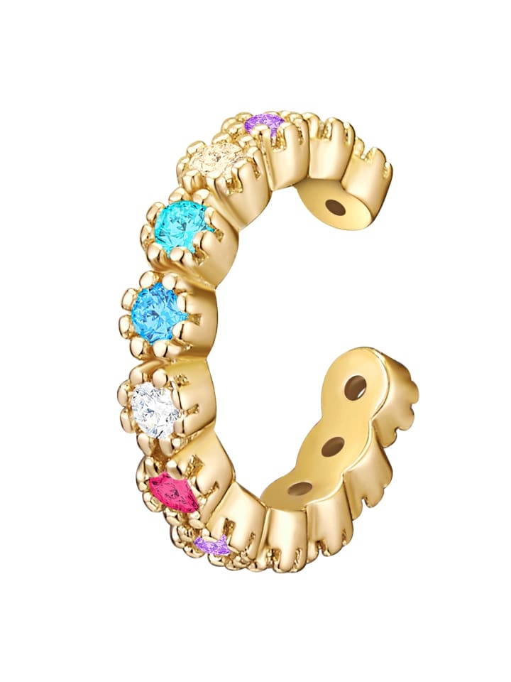 

Glanzstücke München Серьга-кафф из стерлингового серебра с кубическим цирконием в оправе из желтого золота