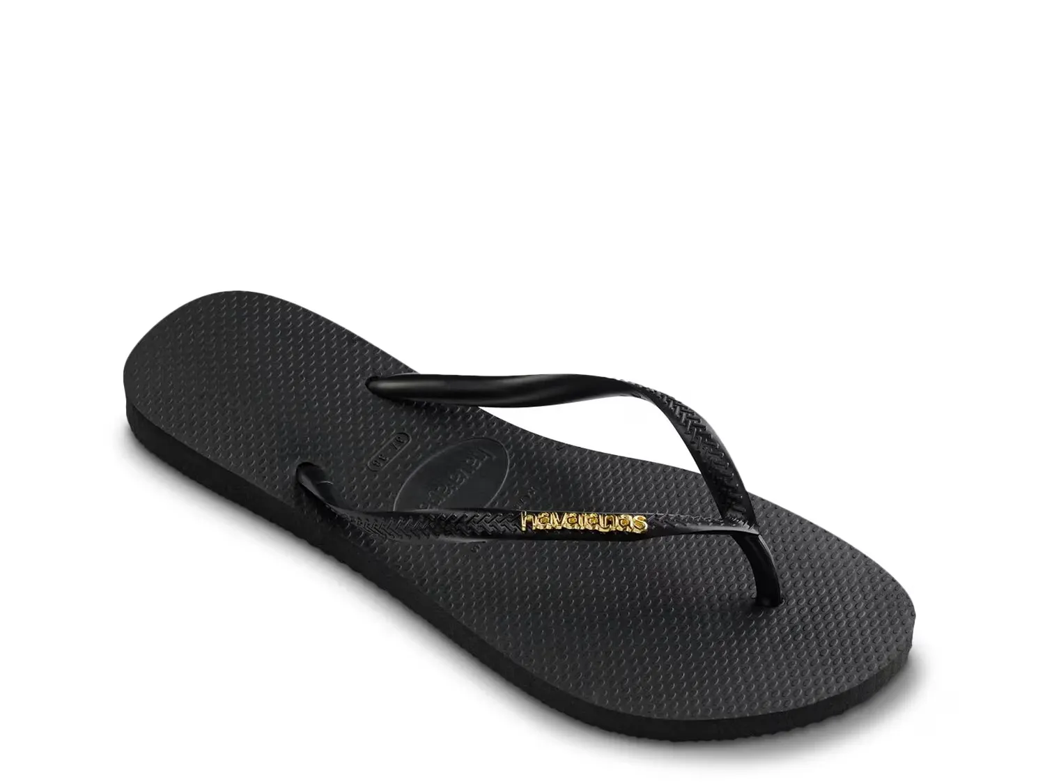 Сланцы металлизированные с логотипом - женские Havaianas, Black/Gold