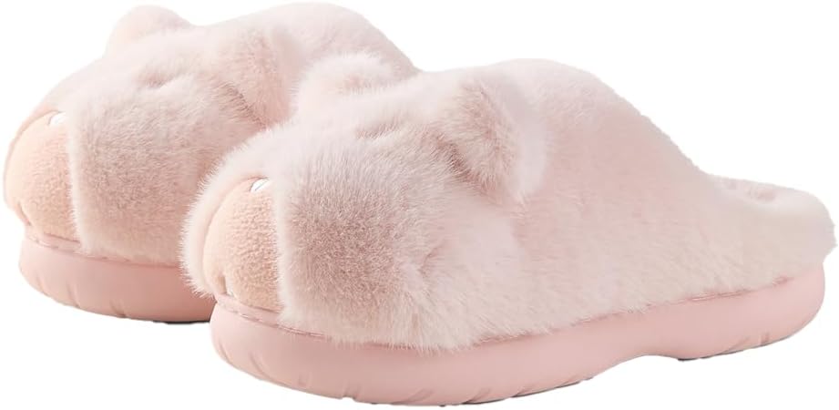 

Меховые тапочки для женщин и мужчин, теплые с флисовой подкладкой, милые зимние тапочки для дома и улицы Yafirgeer, розовый