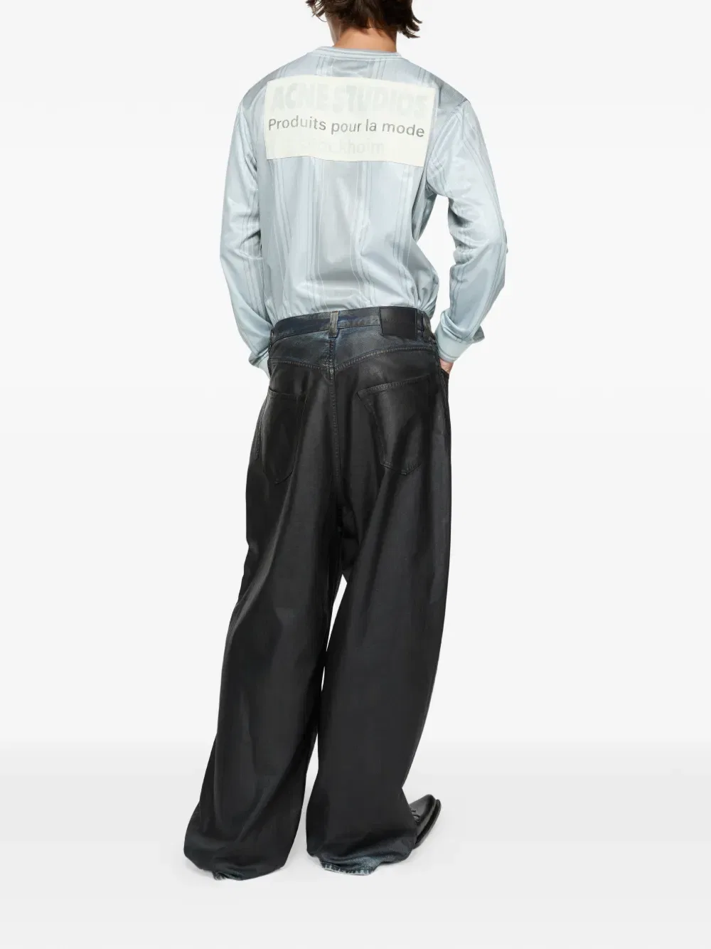 Полосатая футболка с аппликацией в виде сердечек Acne Studios, синий — фото 3