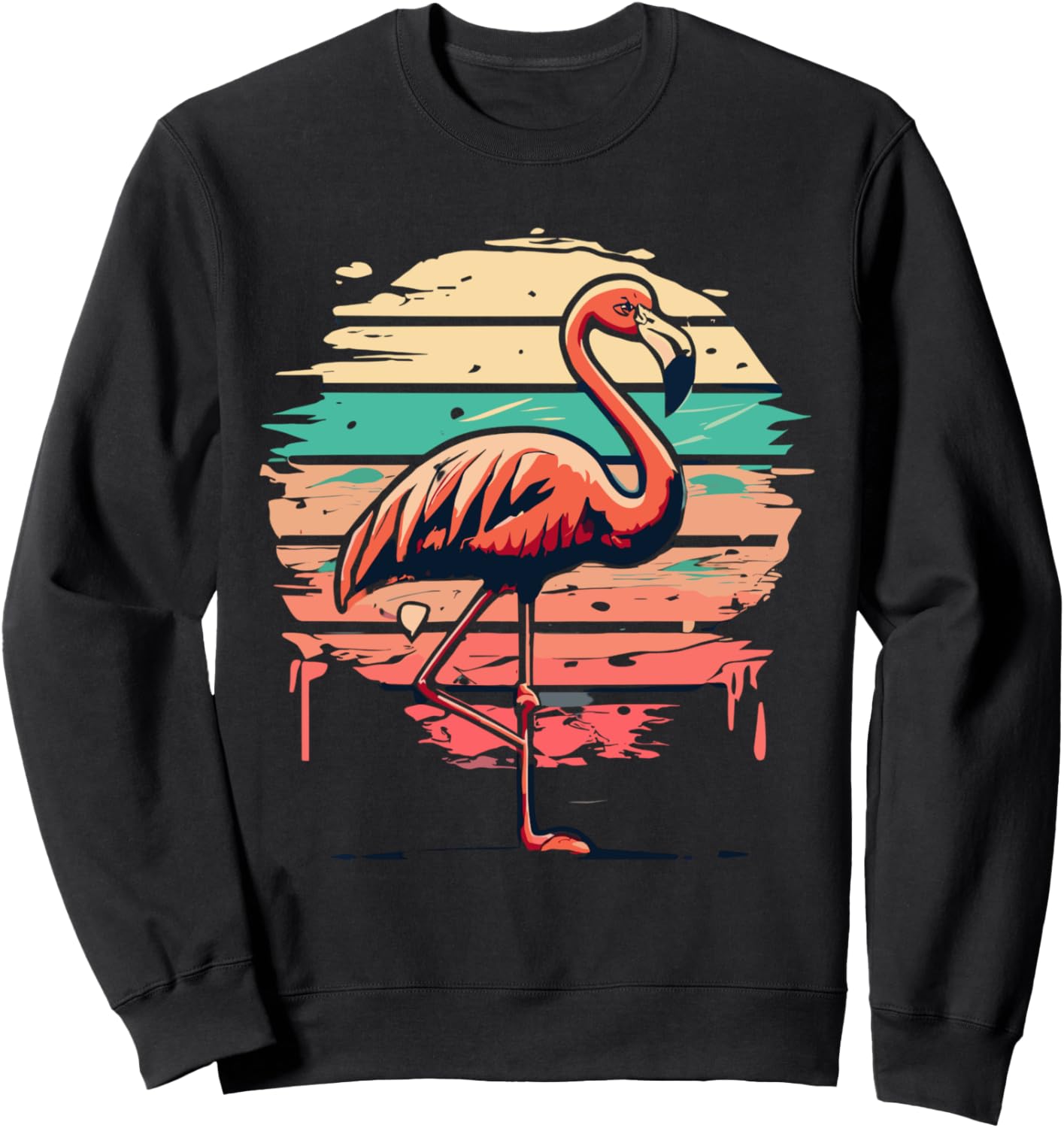 

Ретро тропическая толстовка с фламинго в винтажном стиле Flamingo Retro Sunset Co., черный