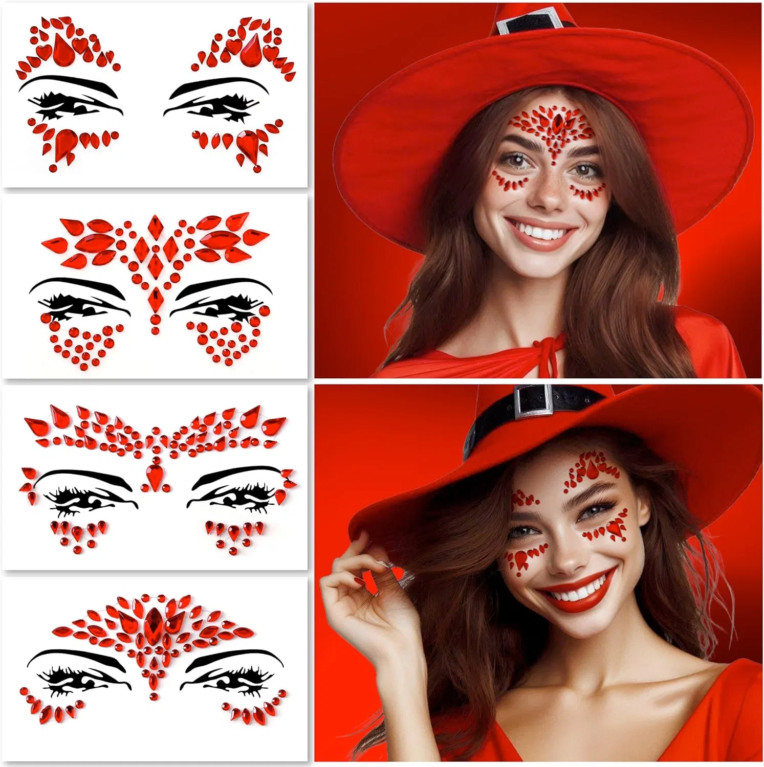 Аксессуар для макияжа Face Gems, красный, 4 шт.