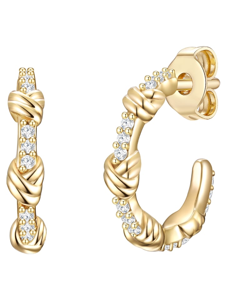 

Glanzstücke München Серьги-кольца из стерлингового серебра с кубическим цирконием в оправе из желтого золота