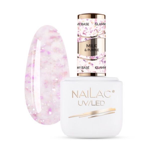 

Молочно-фиолетовая каучуковая основа, 7 мл Nailac Glammy base, цвет milk&purple