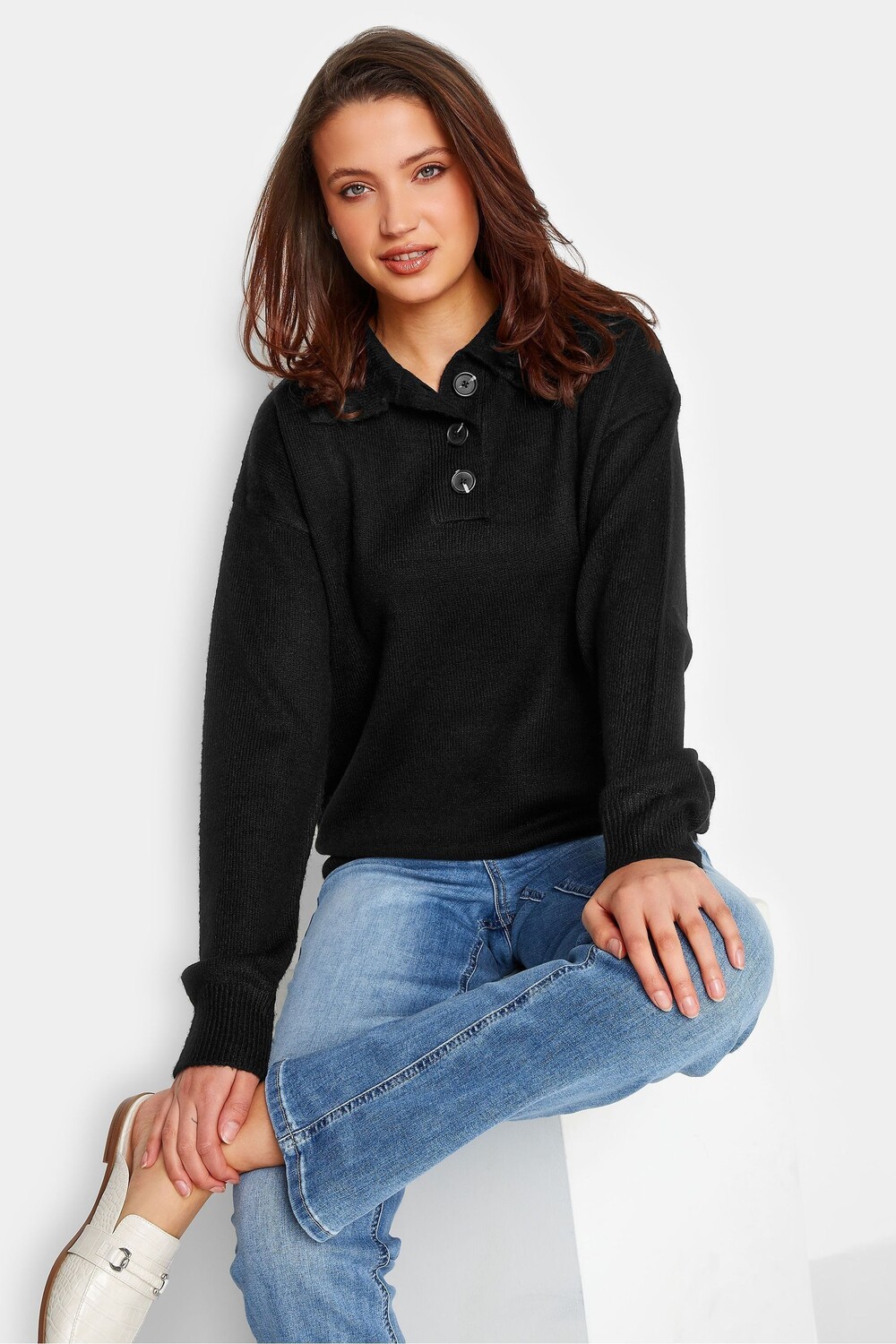 

Свитер с большими пуговицами Long Tall Sally, черный