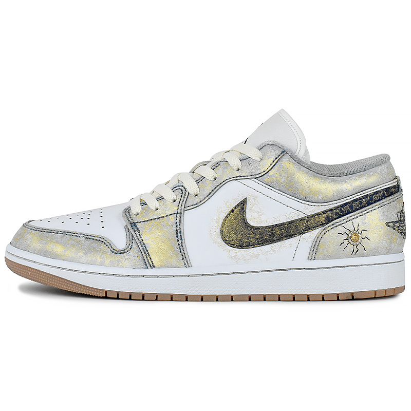 

Jordan Износостойкие и легкие баскетбольные кроссовки Air 1 Vintage Low Top, мужские, белые, серо-золотые