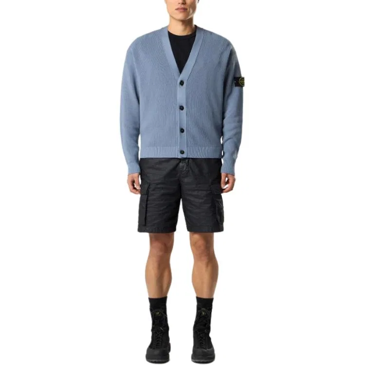Кардиган с V-образным вырезом и логотипом Stone Island Aviation Blue — фото 4
