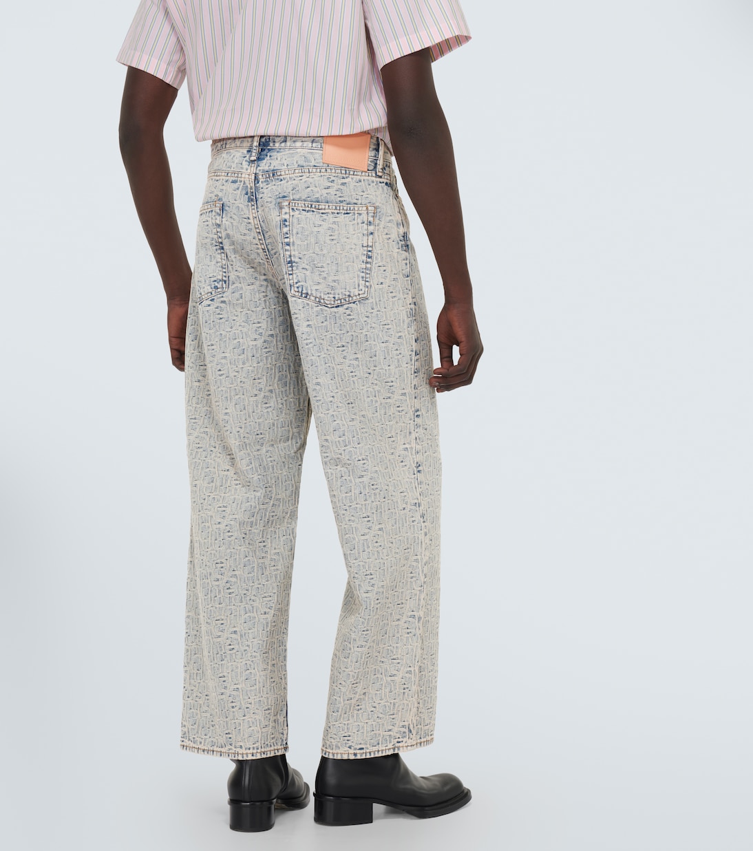 Джинсы широкого кроя с монограммой 1981M Acne Studios, Blue/Beige — фото 4