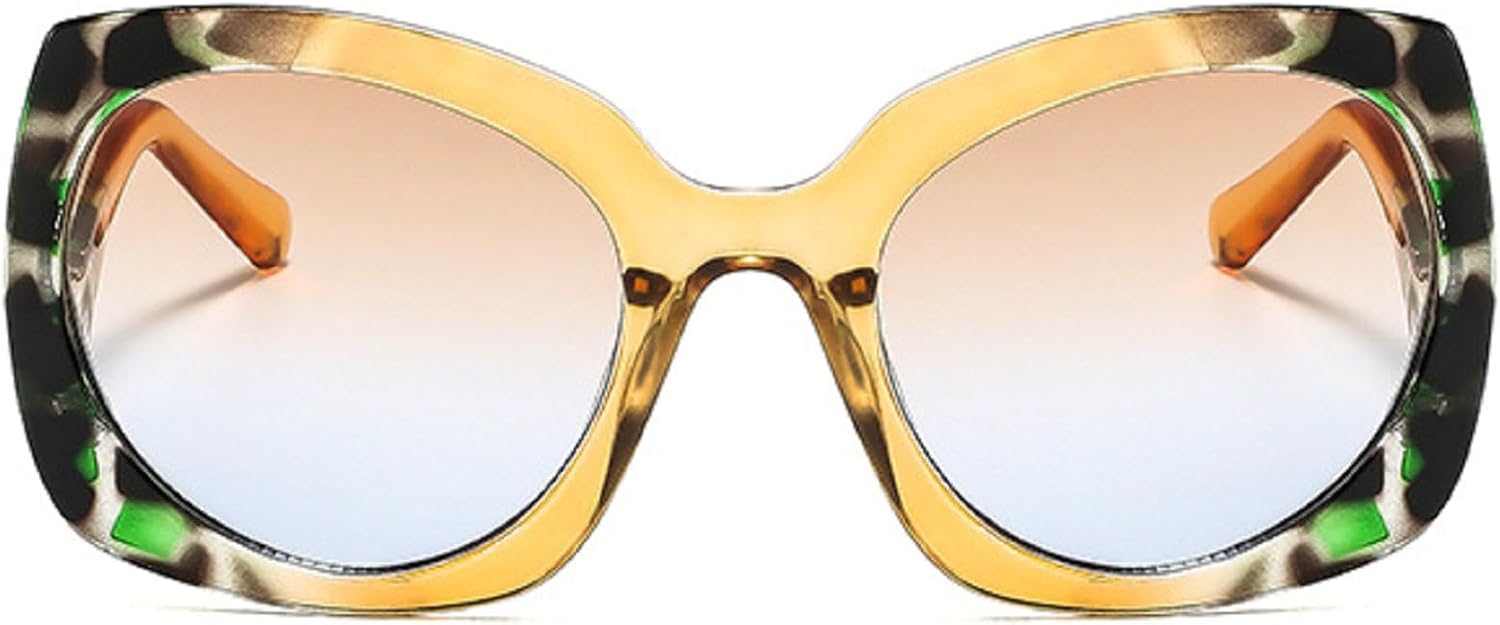 

Модные большие овальные солнцезащитные очки для женщин и мужчин в стиле ретро, ​​большие квадратные солнцезащитные очки для женщин в винтажном стиле с леопардовым градиентом mincl, Leopard Yellow