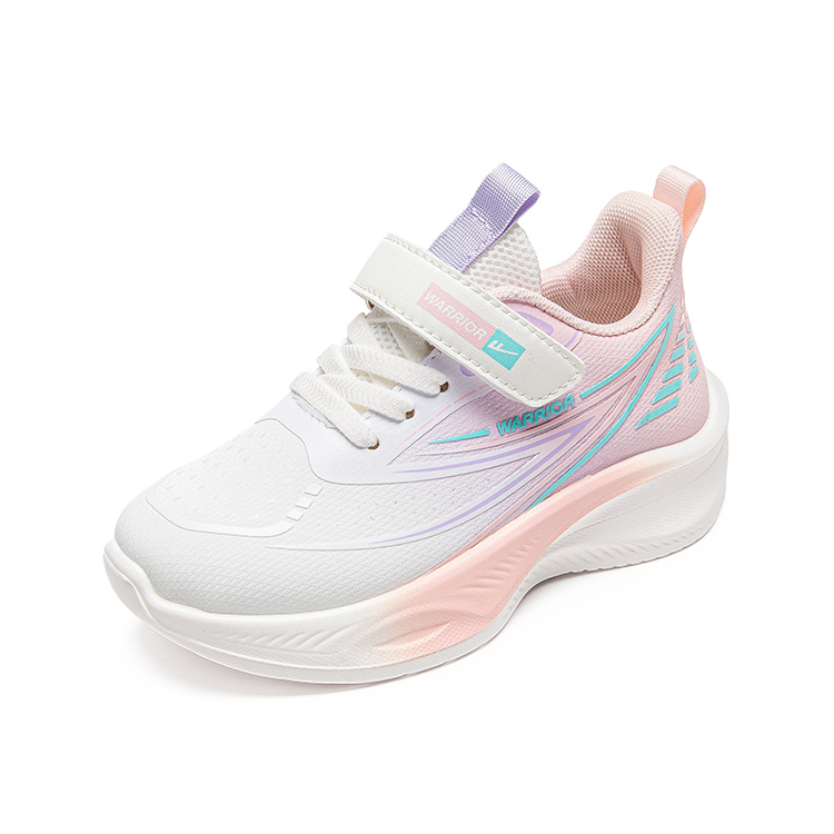 Детские кроссовки для бега Low top с амортизацией, увеличенной высотой, легкие и устойчивые к истиранию WARRIOR, белый фиолетовый — фото 4