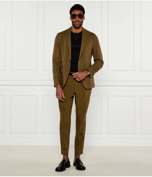 Элегантный льняной жакет p-hanry-flaps-wg-252 Slim fit Boss, зеленый — фото 2