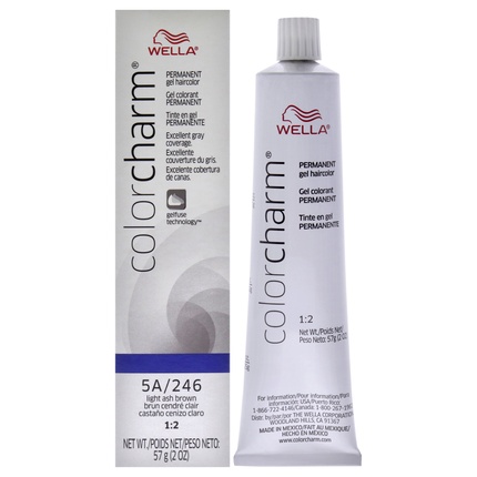 

Стойкая краска для волос Color Charm Permanent Hair Color Gel 246, светло-пепельно-коричневый, 2 унции. Wella