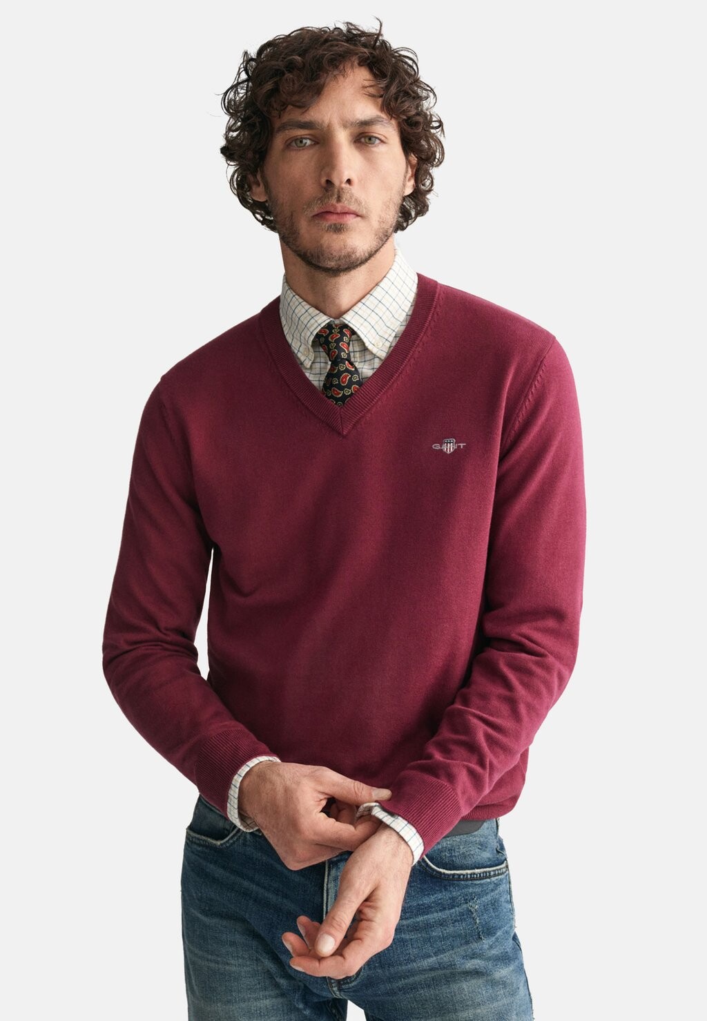 

Джемпер V-NECK GANT, темно-красный