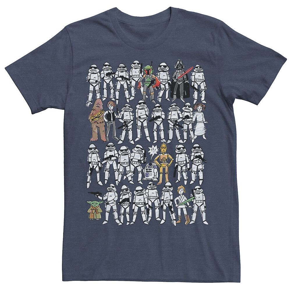 

Мужская футболка Star Wars Group Sketch Line-Up, цвет Navy Heather