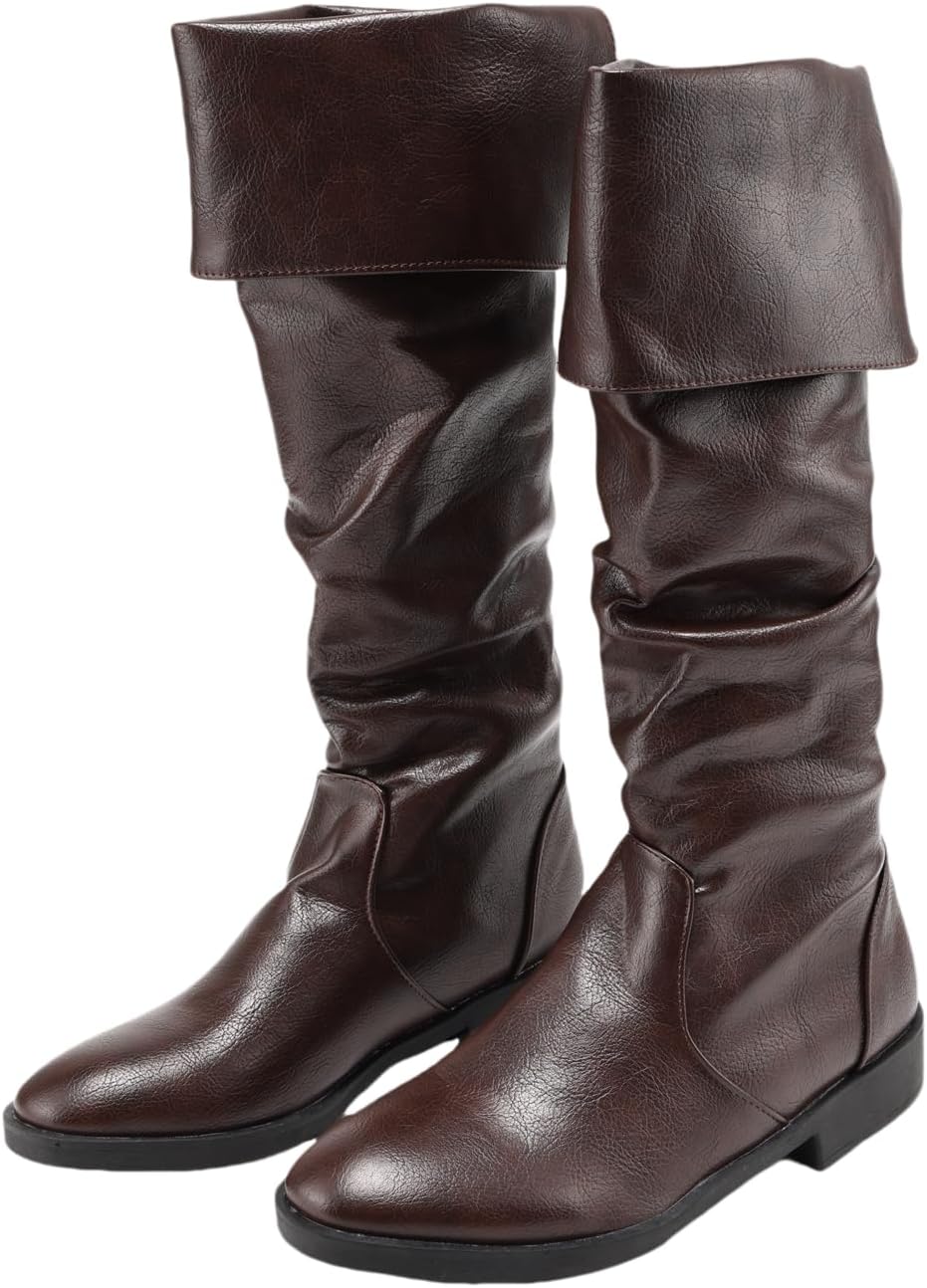 

Морские пиратские сапоги эпохи Возрождения, мужские сапоги в стиле вестерн, рыцарские сапоги, плоская подошва, джазовые сапоги, сапоги средней высоты, готические сапоги для косплея Ciyasheh, коричневый