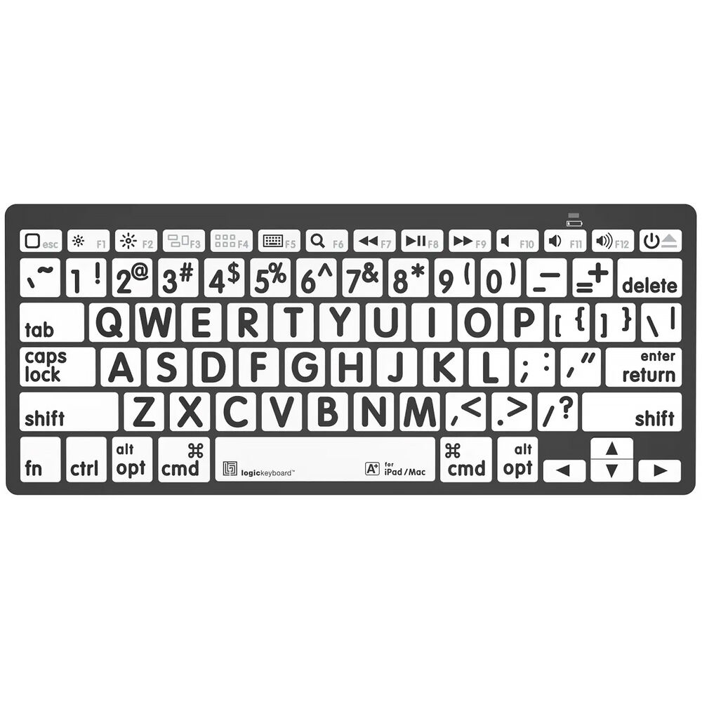 

Мини-клавиатура Logickeyboard Bluetooth с крупным шрифтом (черный на белом фоне, американский английский)