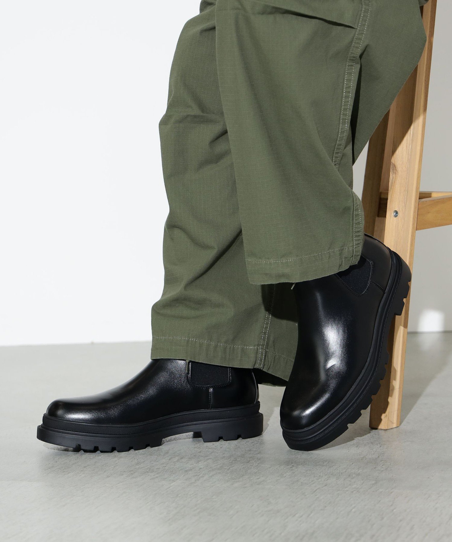 Боковые клинья сапоги BEAMS HEART MEN, Black Smooth