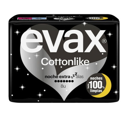 

Гигиенические прокладки Evax Cottonlike Night Extra с крылышками, 8 шт.