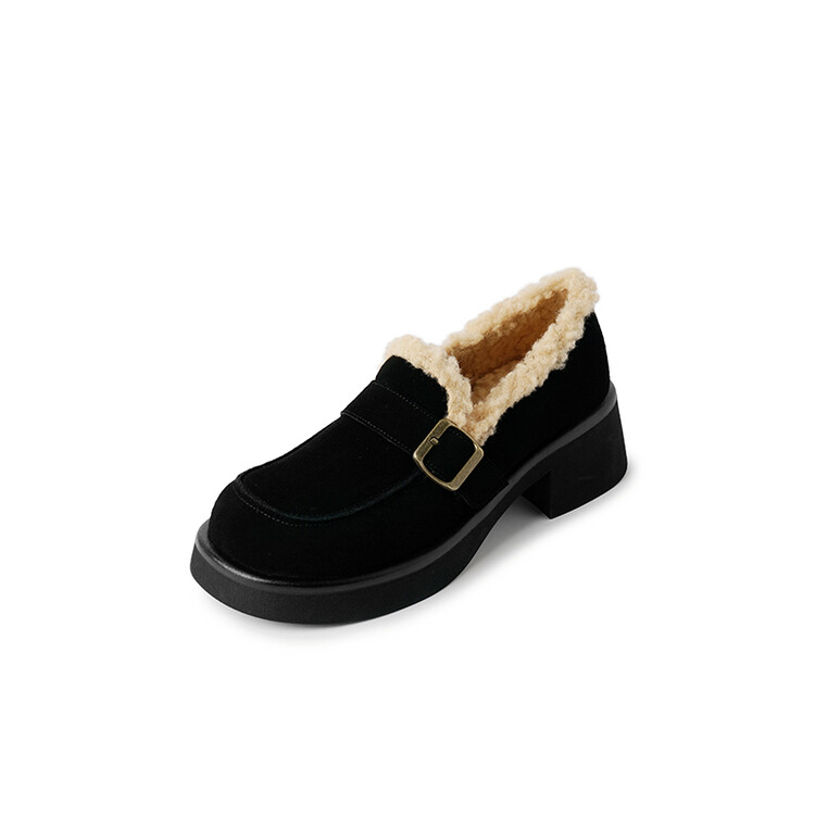 

Лоферы женские с низким верхом Quicheshoes, цвет Black Fleece-Lined