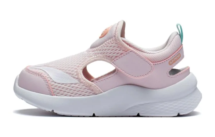 YOUNG Li-Ning YOUNG из искусственной кожи удобные с амортизацией и дышащие низкие кроссовки для детей светлый розовый