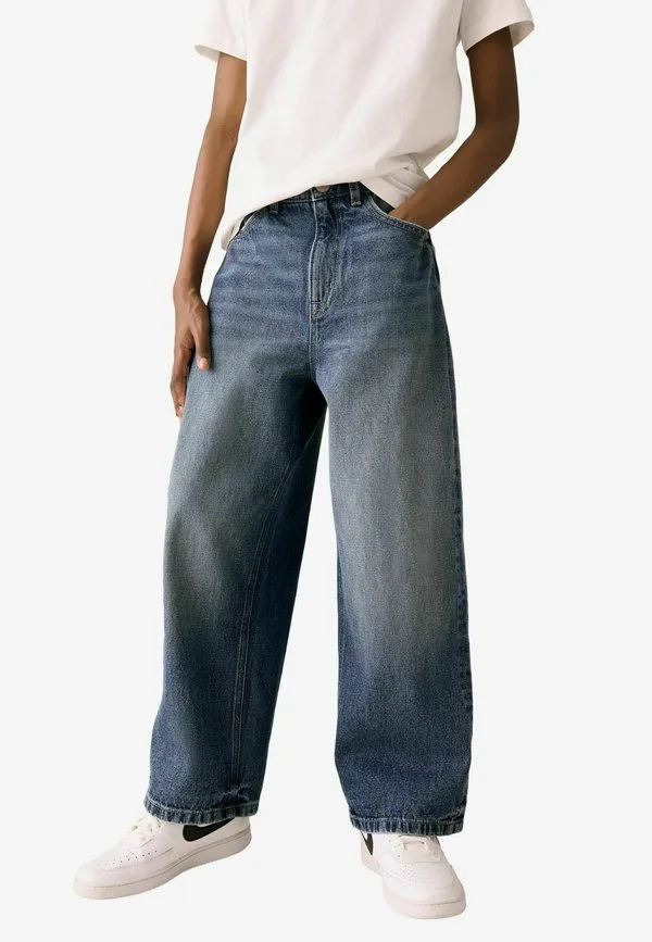 Суперширокие настоящие джинсы-сигареты Next, Dark Blue Denim — фото 2