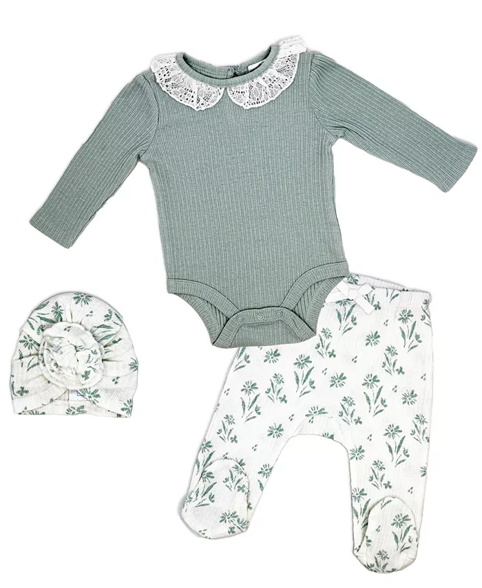 

Комплект для новорожденных девочек Take Me Home с цветочным принтом, 3 предмета Baby Mode, синий