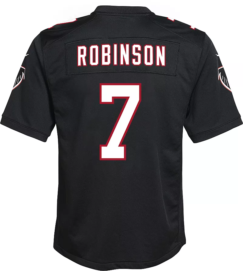 Черная игровая майка Nike Youth Atlanta Falcons Bijan Robinson #7 Throwback — фото 2