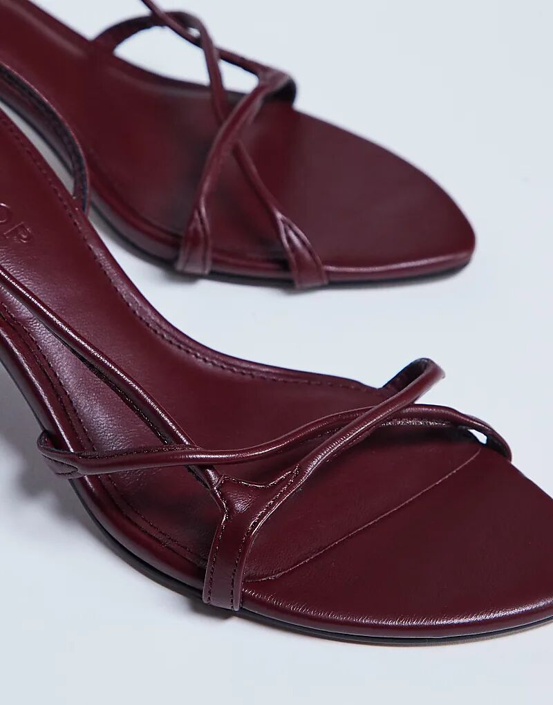 Босоножки Topshop Amelia Minimal на среднем каблуке бордового цвета — фото 3