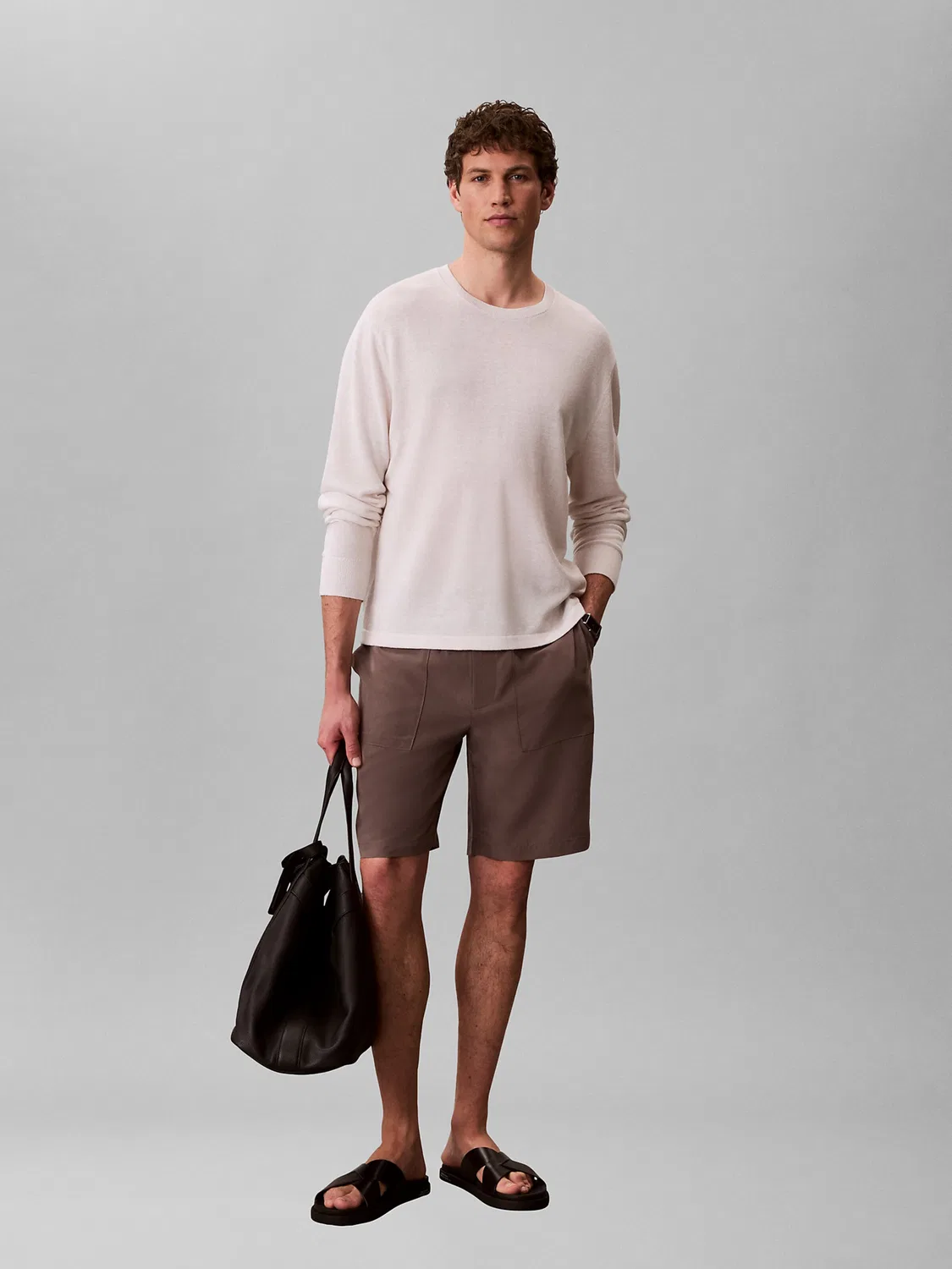 Свободные шорты Calvin Klein коричневого цвета — фото 3