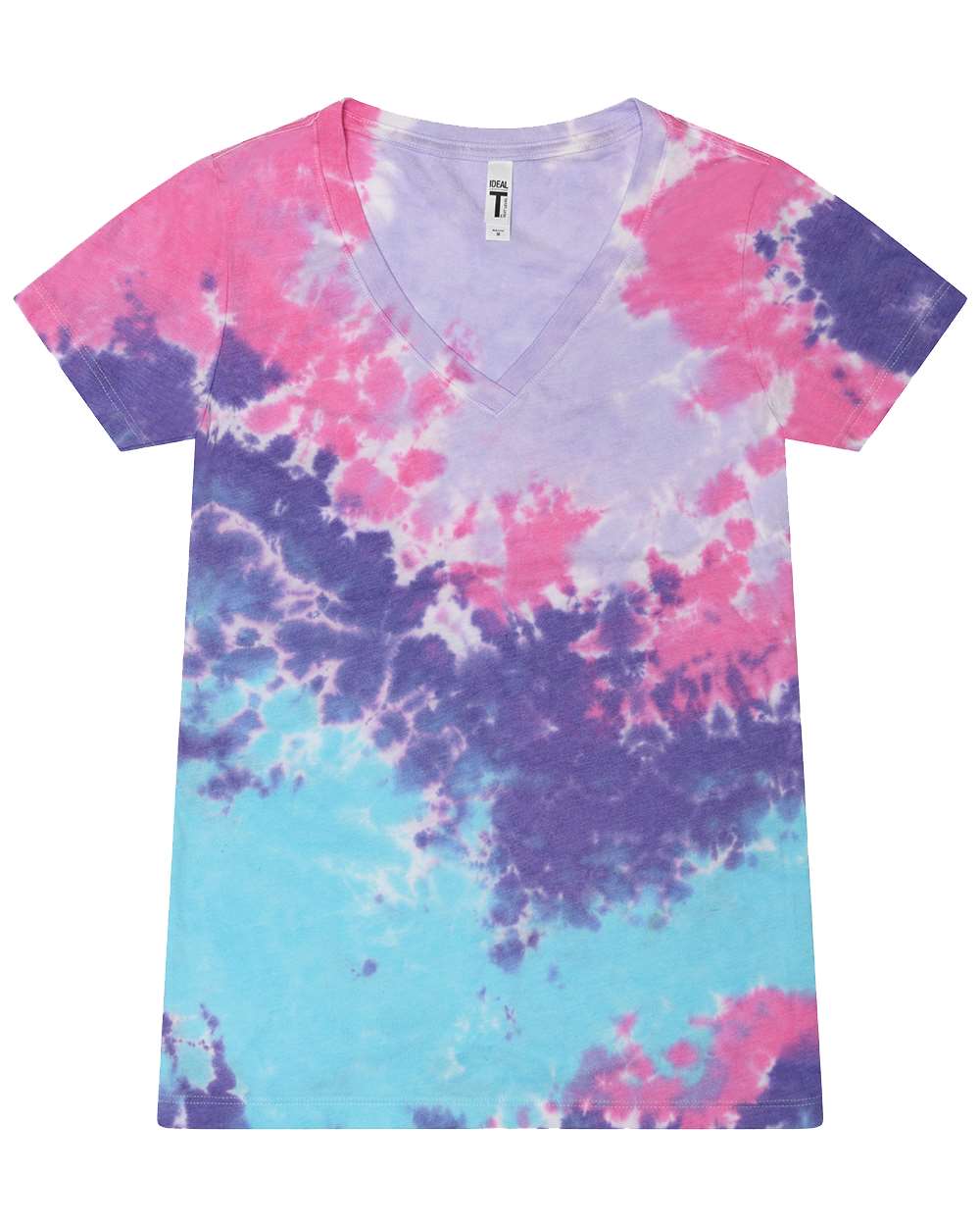 

Женская футболка с V-образным вырезом и принтом тай-дай Colortone, цвет cotton candy