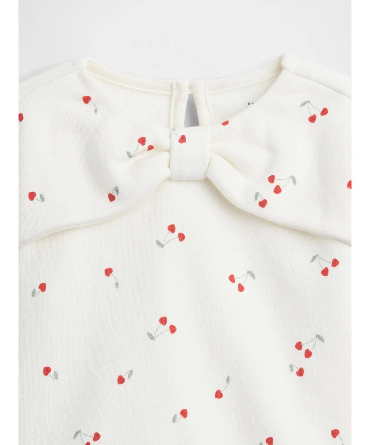 Комплект из флисовой кофты и брюк Gap Vintage Soft с бантом и принтом вишен, цвет слоновая кость — фото 3