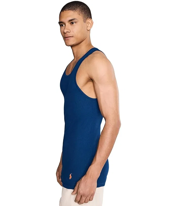Майка Classic Fit Tank Undershirts Polo Ralph Lauren, Andover Heather/White/Fall Royal — фото 3