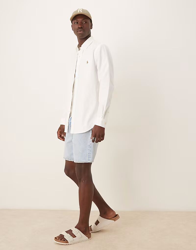 Рубашка Polo Ralph Lauren Custom Fit Oxford белого цвета — фото 2