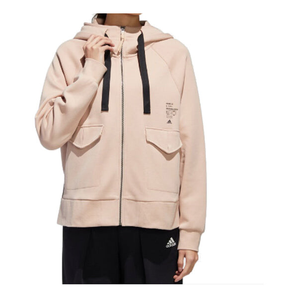 Толстовка alphabet print zip up hoodie 'pink' Adidas, розовый — фото 2