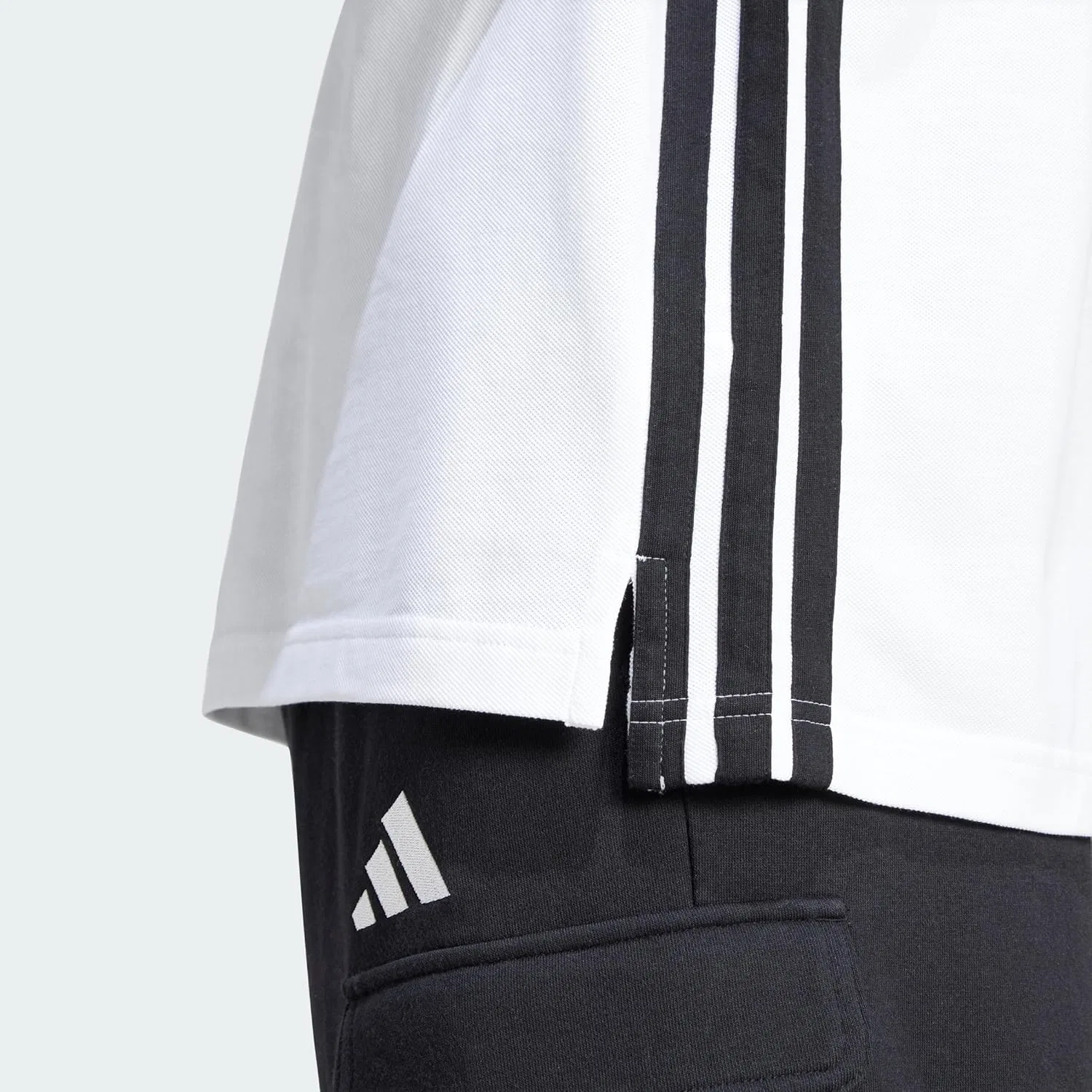 Мужское поло adidas Essential Three Stripes, белый/черный