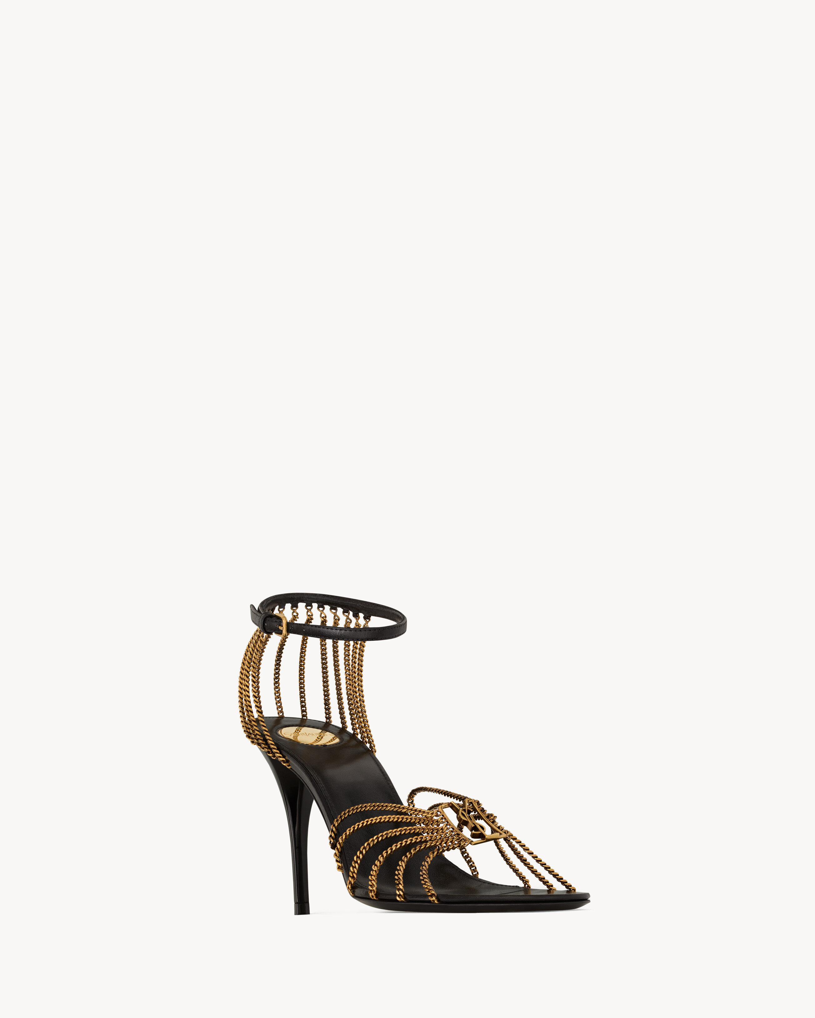 Сандалии BABYLONE из гладкой кожи и металла Saint Laurent, черный — фото 3