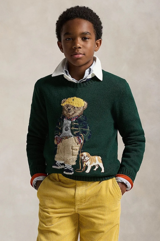 

Детский хлопковый свитер Polo Ralph Lauren, зеленый