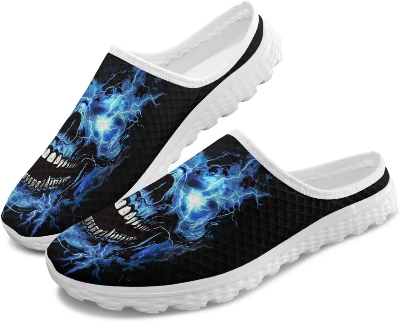 

Мужские сетчатые шлепанцы без задника с принтом - дышащие, легкие, противоскользящие, удобные для ходьбы и офиса Ocwfudsx, Lightning Skull