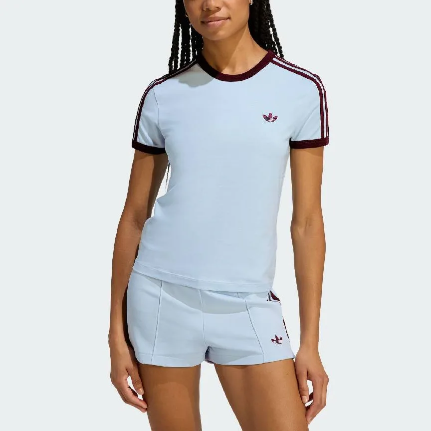 Футболка Women's 3 Stripes Adidas Originals, crystal синий/темно-reddish фиолетовый — фото 4
