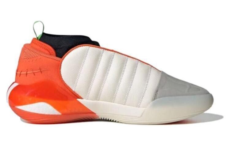 Баскетбольные кроссовки adidas Harden Vol.7 унисекс, Белый мел/Черный основной/Оранжевый полуударный — фото 2