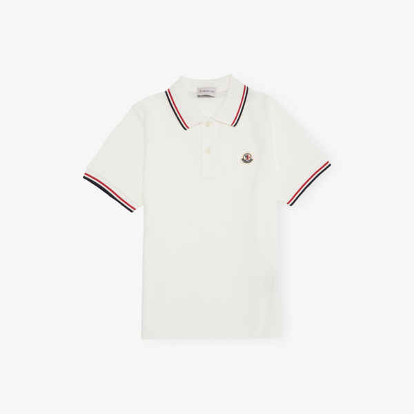 

Поло Moncler хлопковое с логотипом 4-10 лет, песочный