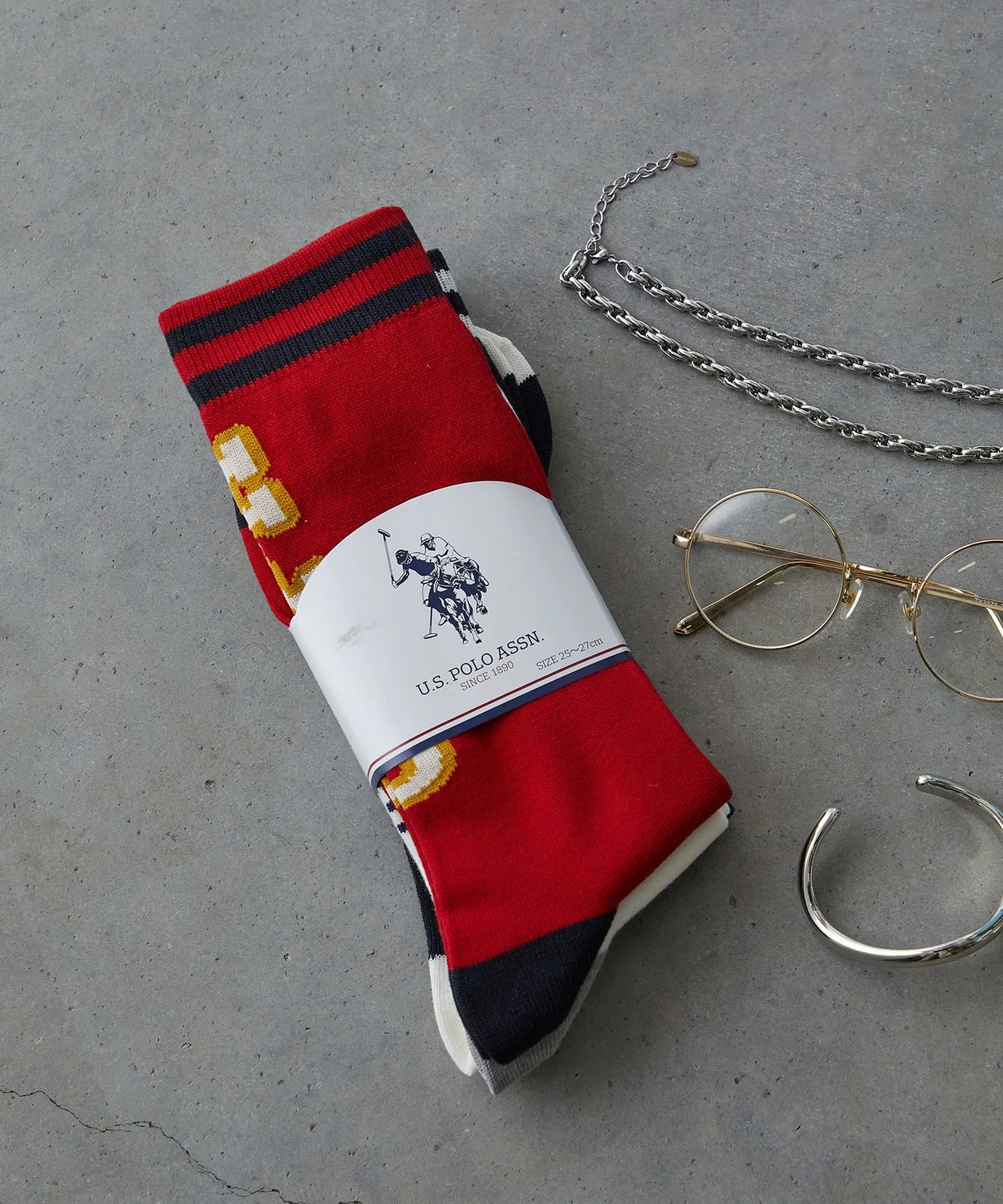 Носки U.S. POLO ASSN. 3 пары, разноцветные, длина миди — фото 2