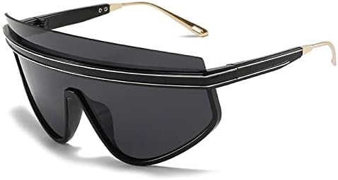 

Солнцезащитные очки-щитки One Piece для женщин, винтажные, увеличенного размера, в полуободковой оправе, в полоску, мужские, цвета шампанского, черные MTZJH, Black Gray