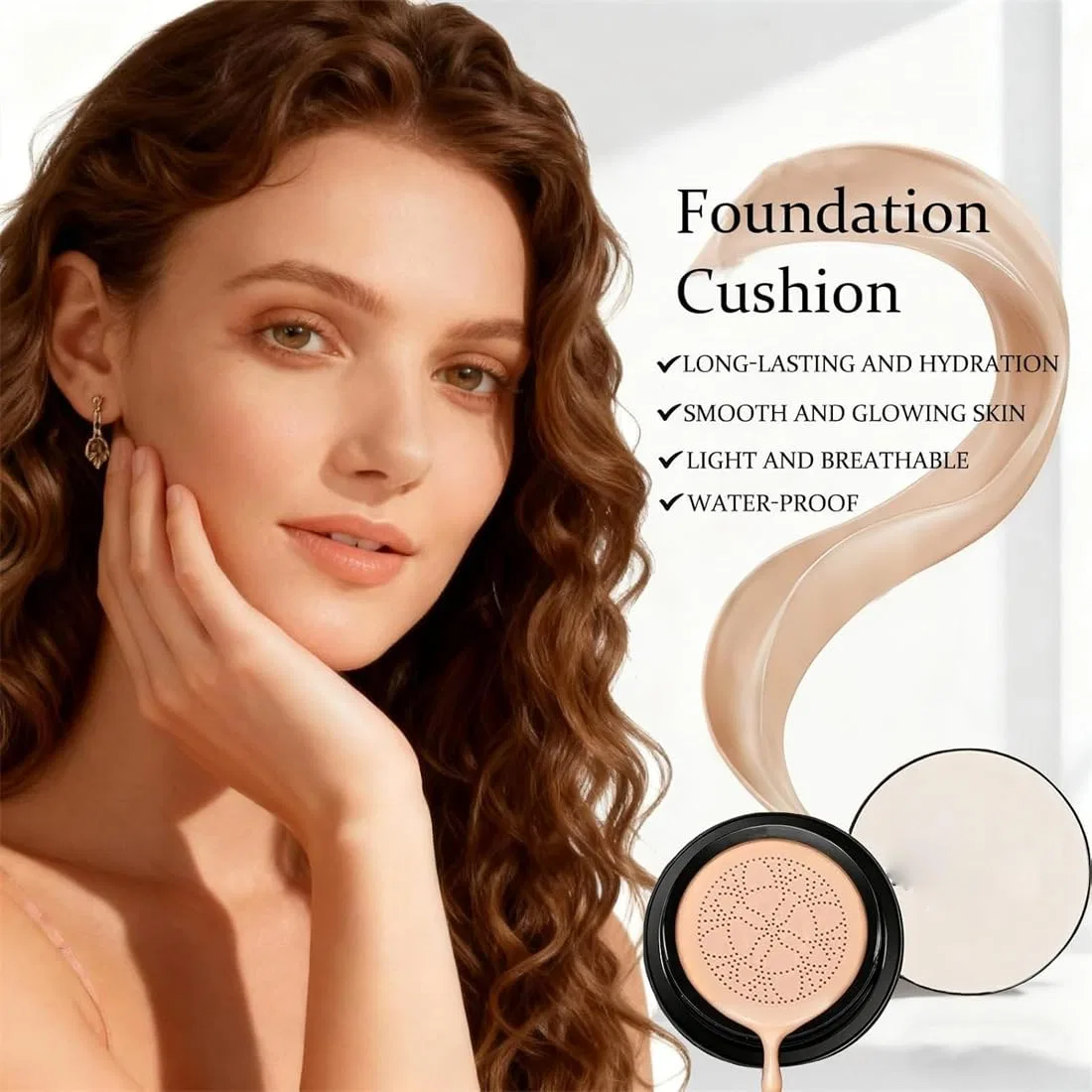 Тональная основа-кушон Luvie Glow с грибовидным аппликатором Generisch, Brown — фото 3