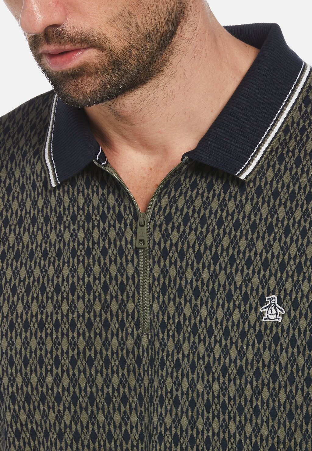 

Рубашка поло ARGYLE PRINT 1/4 ZIP Original Penguin, оливковый